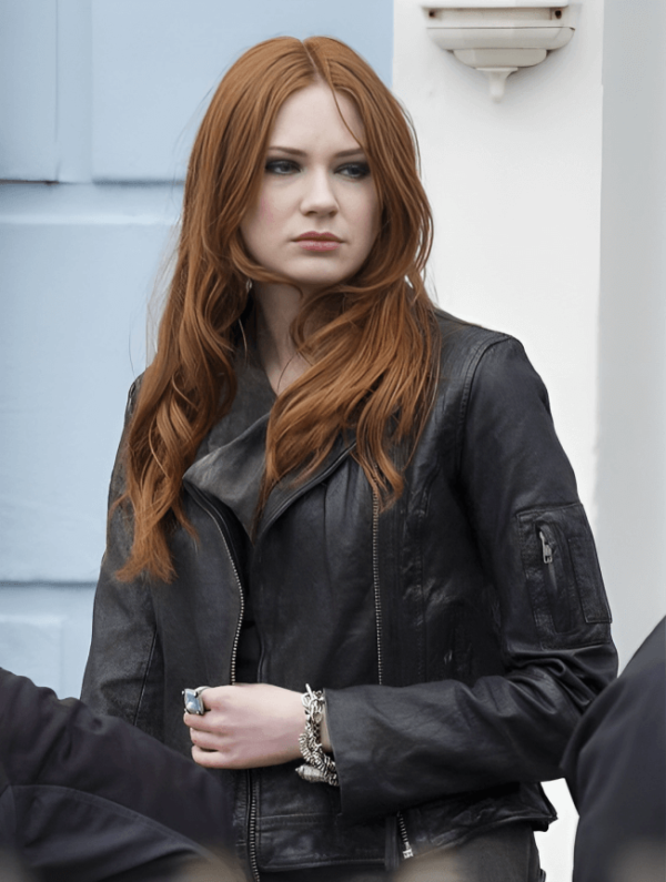 Doctor Who Amy Pond Black Leather Jacket 1