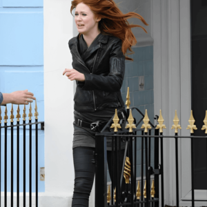 Doctor Who Amy Pond Black Leather Jacket 4