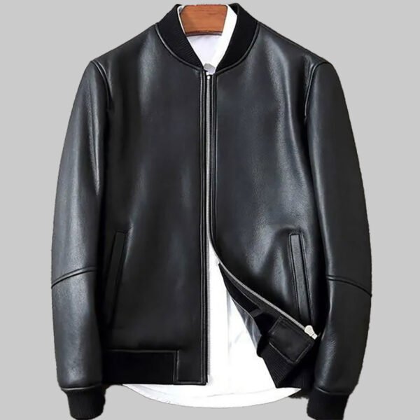 Mens A2 Flight Black Bomber Leather Jacket 1