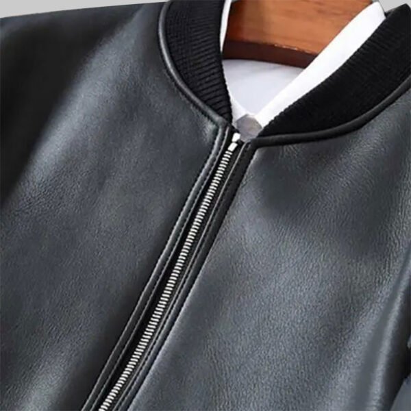 Mens A2 Flight Black Bomber Leather Jacket 3