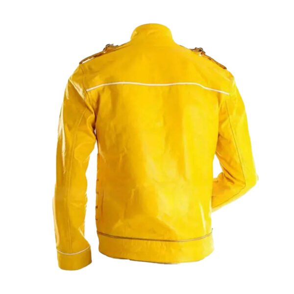 Mens Freddie Mercury Wembley Concert Queens Yellow Leather Jacket 3