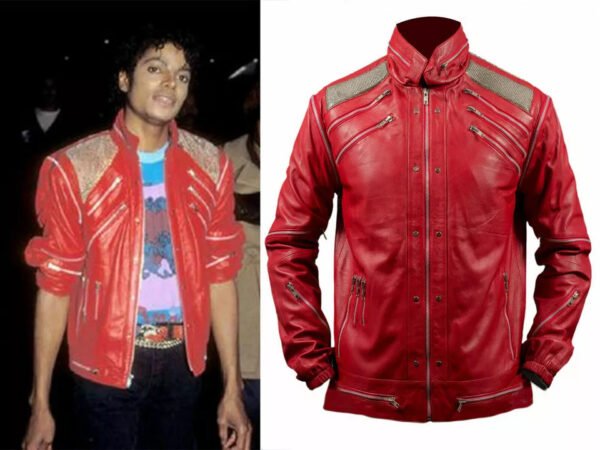 Michael Jackson MJ Beat It Red Leather Jacket 3
