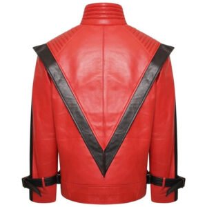 Michael Jackson MJ Thriller Red Leather Jacket 3