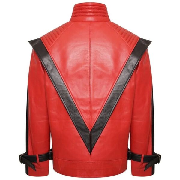 Michael Jackson MJ Thriller Red Leather Jacket 3