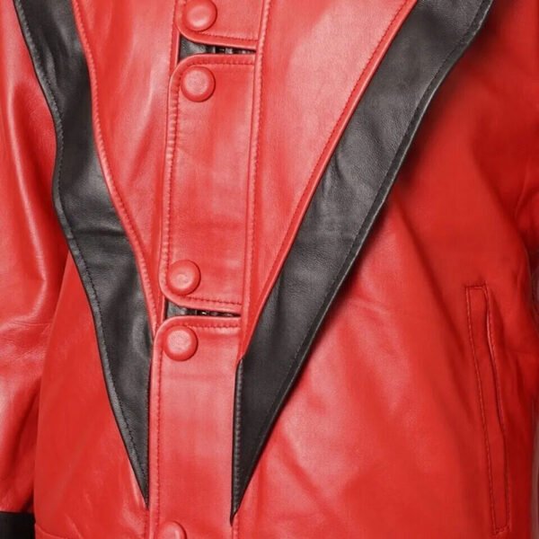 Michael Jackson MJ Thriller Red Leather Jacket 4