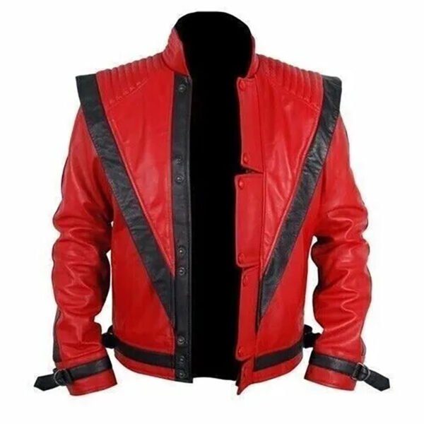 Michael Jackson MJ Thriller Red Leather Jacket 5