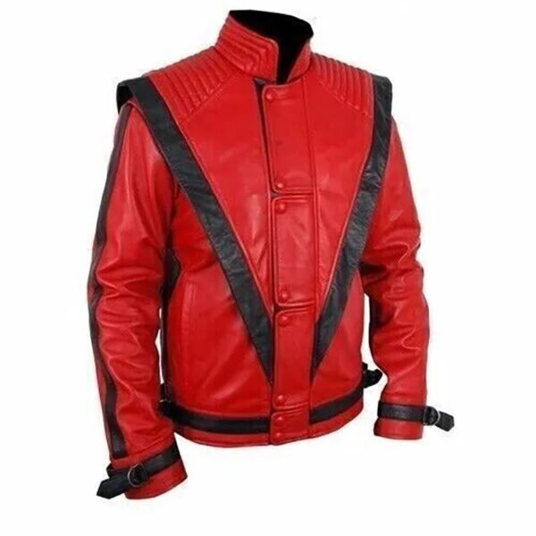 Michael Jackson MJ Thriller Red Leather Jacket 6