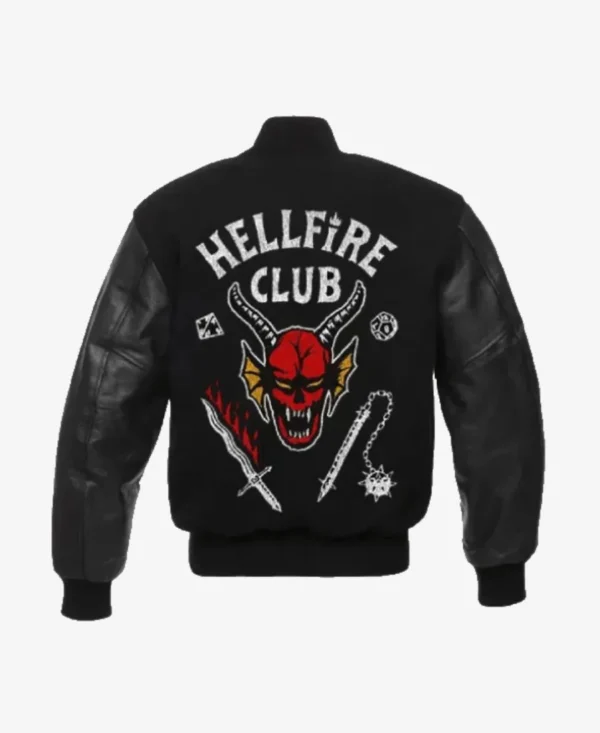 Stranger Things Hellfire Club Black Wool Varsity Jacket 1