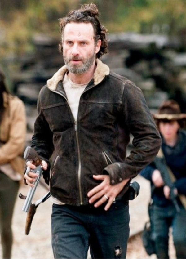 The Walking Dead S04 Rick Grimes Brown Suede Leather Jacket 1