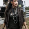 The Walking Dead Season 4 Luciana Galvez Womens Brown Leather Jacket 1