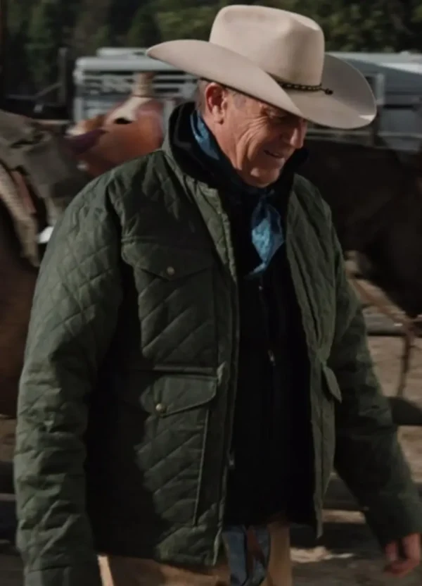 Yellowstone John Dutton Green Quilted Cotton Jacket 2