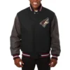 Arizona Coyotes Two Tone Black Grey Wool Varsity Jacket 1