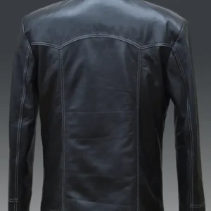 Classic black leather jacket inspired by Tyler Durden in Fight Club, perfect for a bold and stylish look with premium quality craftsmanship.