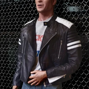 Black and white leather jacket inspired by Tyler Durden in Fight Club, featuring a distinctive design and premium quality for movie lovers.