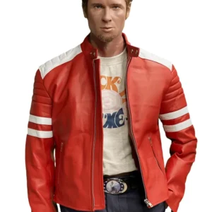 Vibrant red leather jacket inspired by Tyler Durden's Mayhem FC look in Fight Club, featuring bold style and premium craftsmanship.