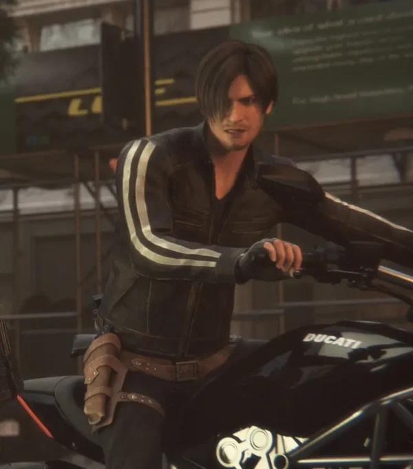 Leon Kennedy Resident Evil Vendetta Black Leather Jacket 1