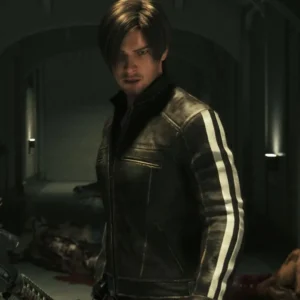 Leon Kennedy Resident Evil Vendetta Black Leather Jacket 2