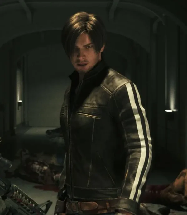 Leon Kennedy Resident Evil Vendetta Black Leather Jacket 2