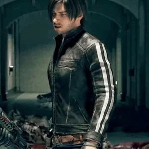 Leon Kennedy Resident Evil Vendetta Black Leather Jacket 3