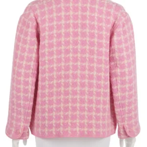Margot Robbie Barbie Pink Checkered Wool Blazer 3