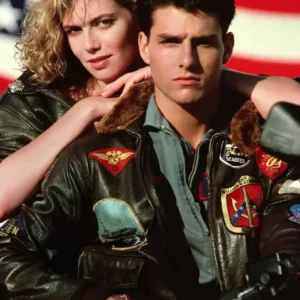 Mens Top Gun Tom Cruise Brown Leather Jacket 1