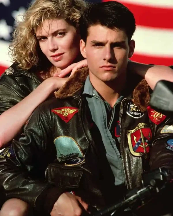 Mens Top Gun Tom Cruise Brown Leather Jacket 1