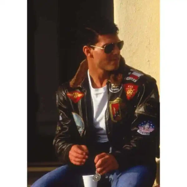 Mens Top Gun Tom Cruise Brown Leather Jacket 2