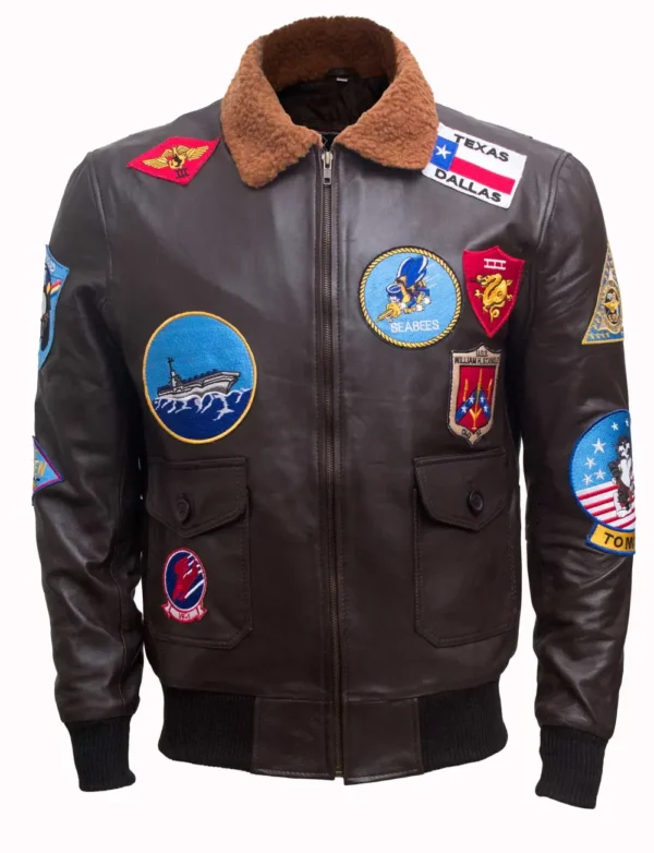 Mens Top Gun Tom Cruise Brown Leather Jacket 3