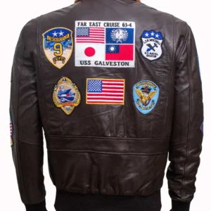 Mens Top Gun Tom Cruise Brown Leather Jacket 4