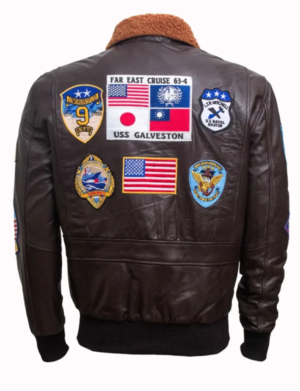 Mens Top Gun Tom Cruise Brown Leather Jacket 4