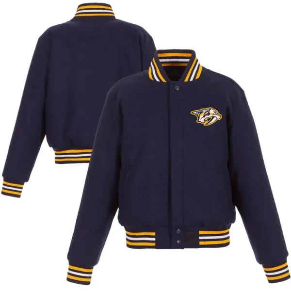 Nashville Predators Domestic Wool Varsity Navy Jacket 3