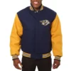 Nashville Predators Handmade Two Tone Wool Varsity Navy Jacket 1