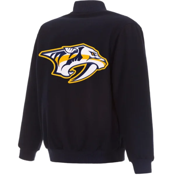 Nashville Predators Rib Knitted Reversible Wool Varsity Black Jacket 2