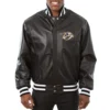 Nashville Predators Team Players Black Varsity Leather Jacket 1