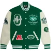 New York Jets OVO Wool Leather Full Snap Green Varsity Jacket 1