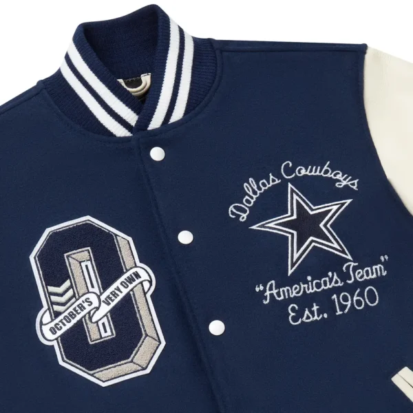 OVO X NFL Dallas Cowboys Wool Leather Varsity Jacket 3