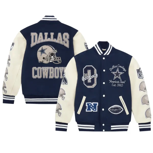 OVO X NFL Dallas Cowboys Wool Leather Varsity Jacket 6