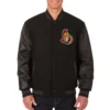 Ottawa Senators Reversible Back Embroidered Logo Wool Leather Varsity Jacket 1