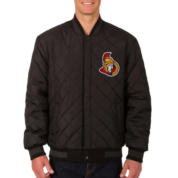 Ottawa Senators Reversible Back Embroidered Logo Wool Leather Varsity Jacket 2