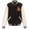 Ottawa Senators Reversible Fleece Leather Varsity Jacket 1