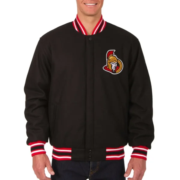Ottawa Senators Reversible Wool Varsity Black Jacket 1