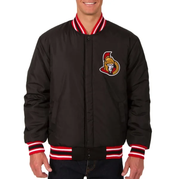 Ottawa Senators Reversible Wool Varsity Black Jacket 2
