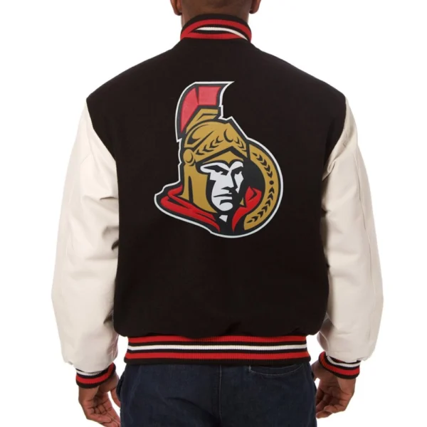 Ottawa Senators Two Tone Wool Leather Varsity Jacket 1 1