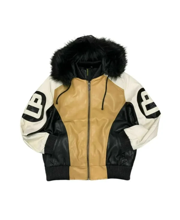 Robert Phillipe 8 Ball Leather Jacket with Fur Hood 1