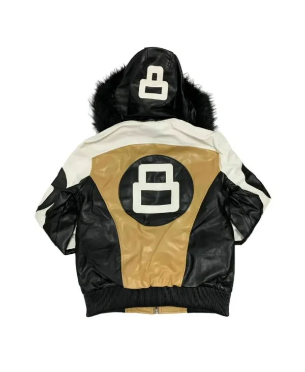 Robert Phillipe 8 Ball Leather Jacket with Fur Hood 2