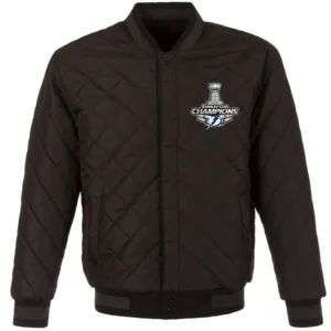 Tampa Bay Lightning 3 Time Stanley Cup Champions Reversible Wool Leather Black Varsity Jacket 1 1