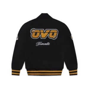 Toronto Raptors X OVO Wool Varsity Black Jacket 2