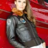 Womens Top Gun Flight Bomber Leather Jacket 1