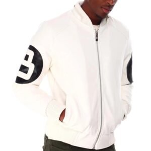 8 Ball White Hooded Bomber Leather Jacket 2
