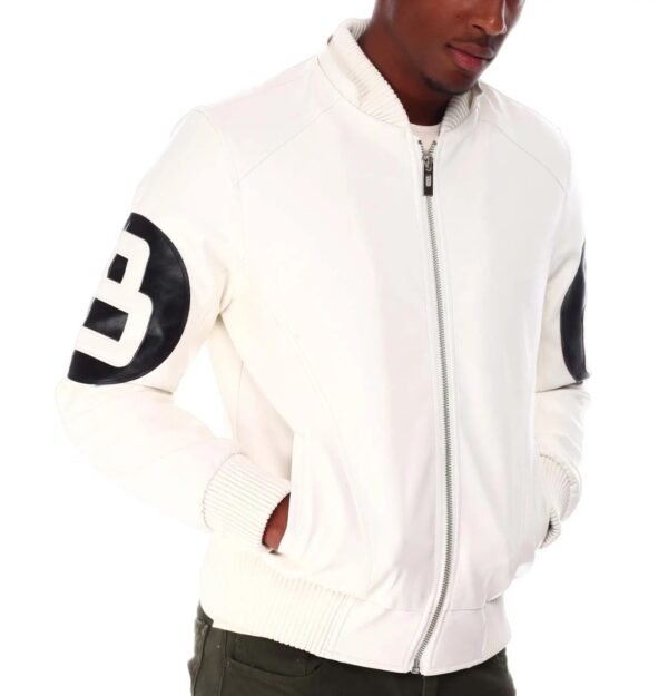 8 Ball White Hooded Bomber Leather Jacket 2